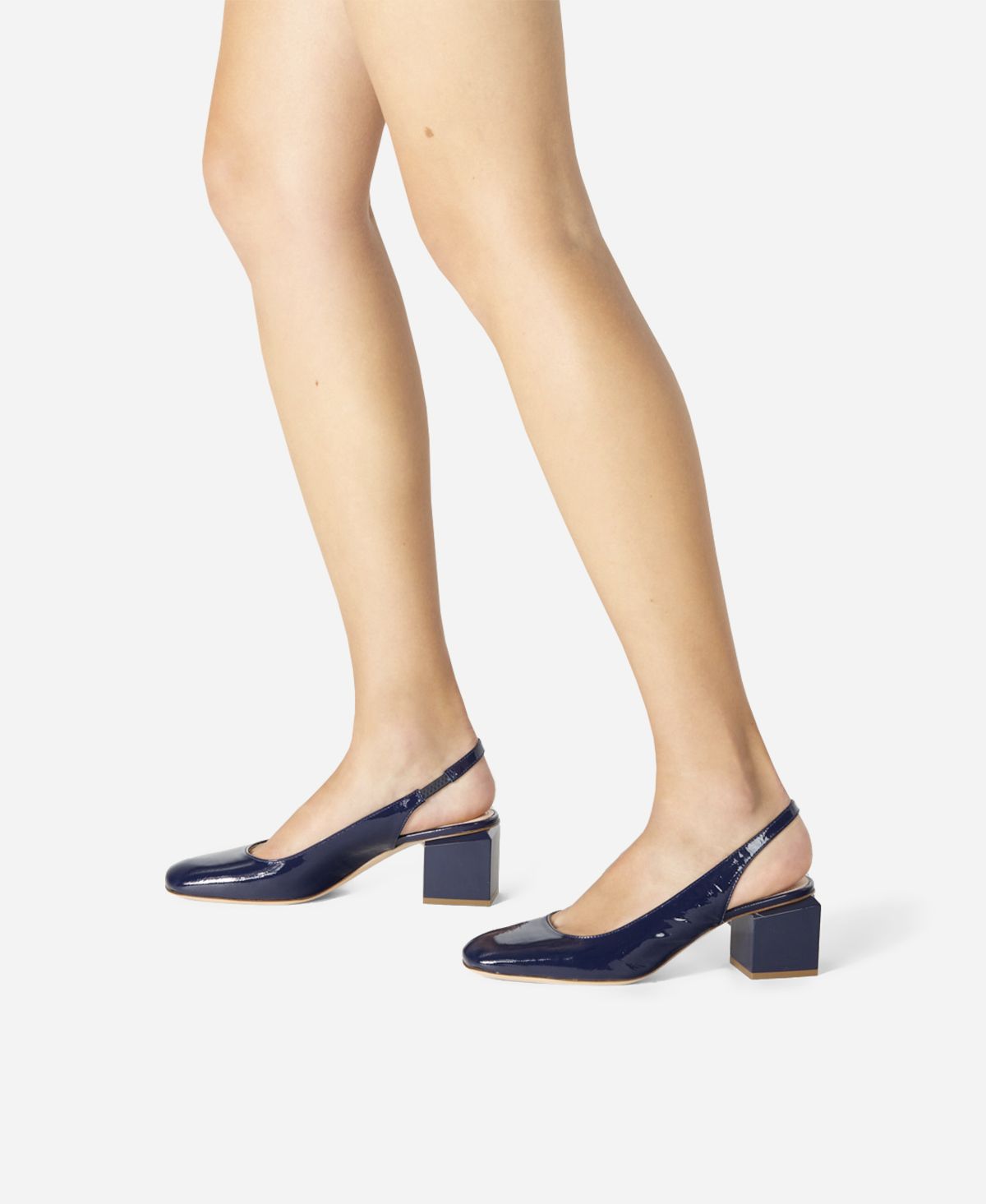 Agl Slig Back Con Tacco A Cubo Blu Notte Angie Sling B