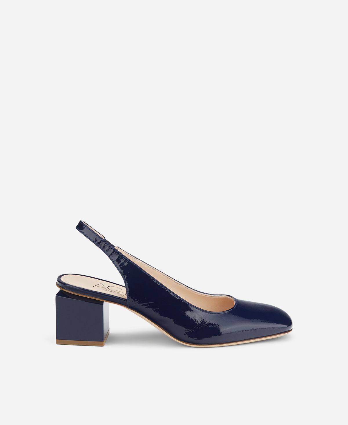 Agl Slig back con tacco a cubo Blu notte Angie Sling B