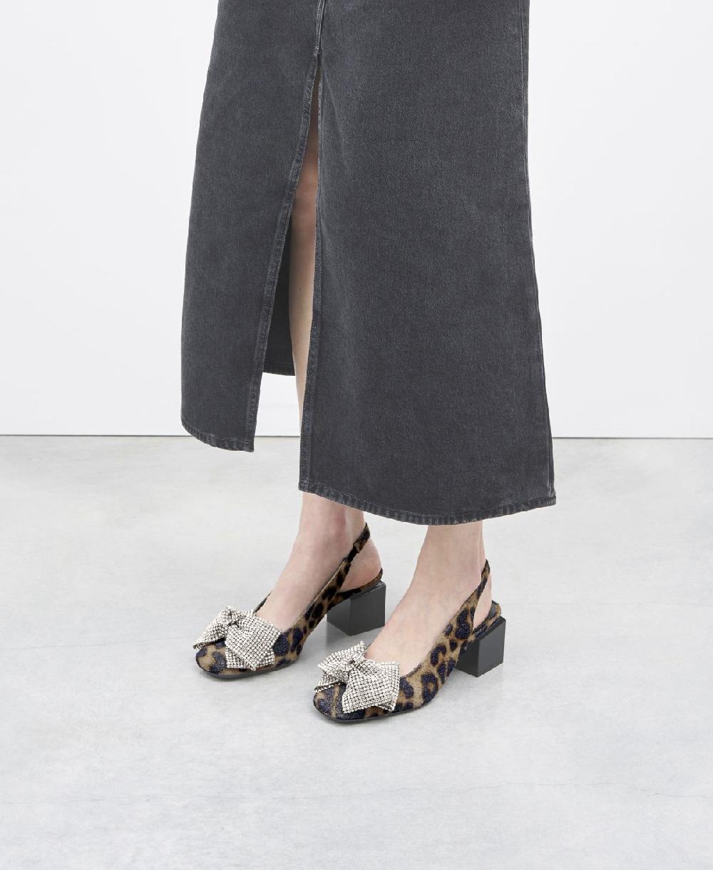 Agl Sling-back Con Fiocco Stampa Leopard Angie Ribbon