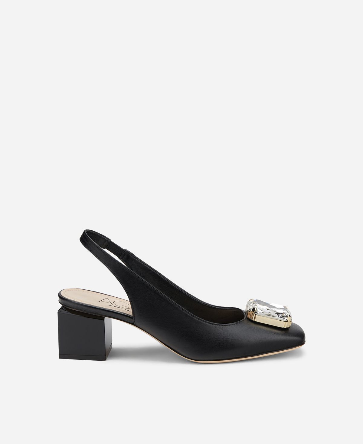 Agl Sling back con tacco a cubo Nero Angie Sb Crystal