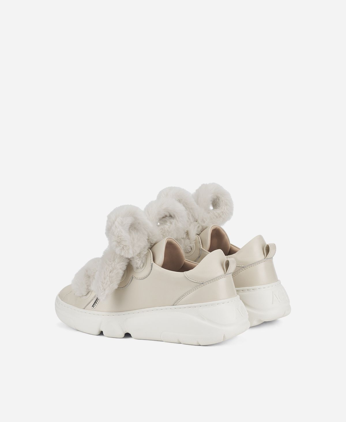 Agl Sneaker Con Lacci In Pelliccia Avorio Fur Bubble