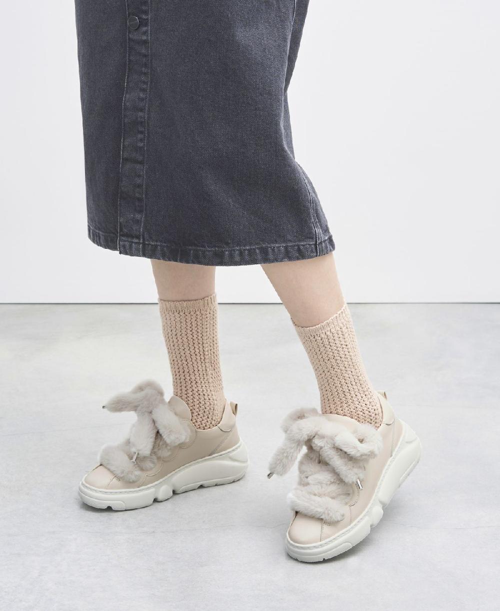 Agl Sneaker Con Lacci In Pelliccia Avorio Fur Bubble