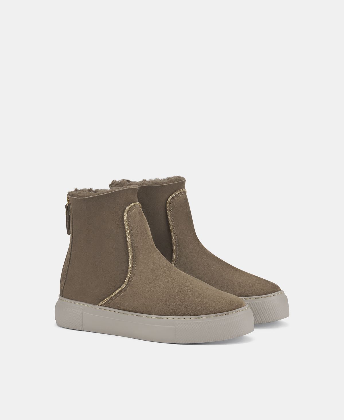 Agl Sneaker In Velour Con Strass Tortora Meghan Warm Strass