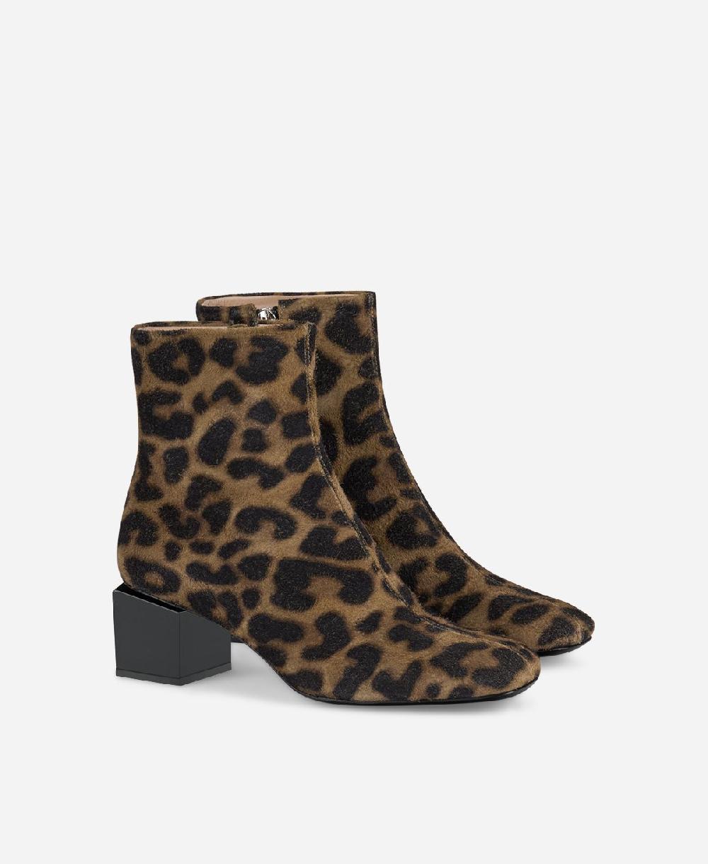 Agl Stivaletto Animalier Con Tacco Cubico Stampa Leopard Angie Pure