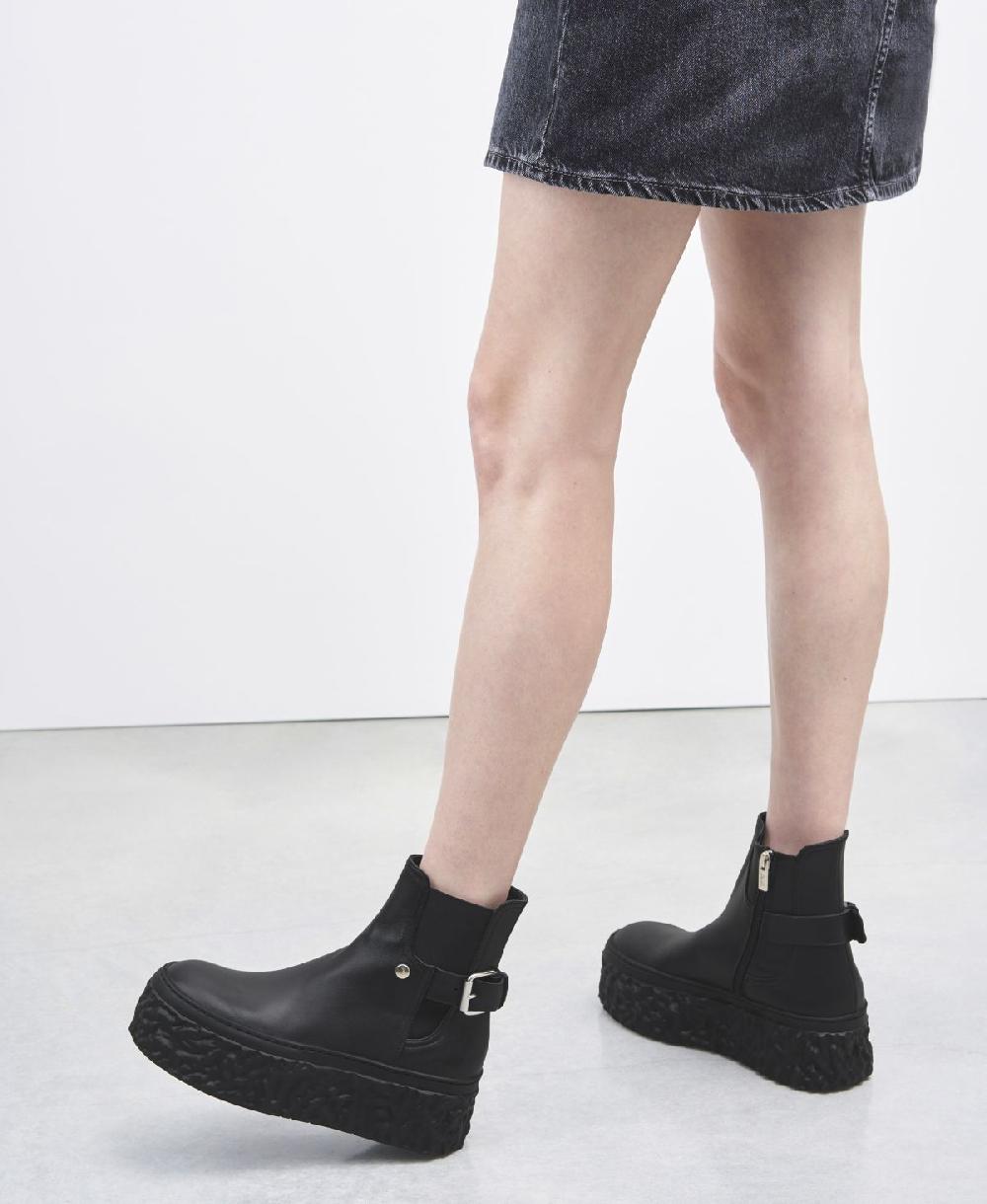 Agl Stivaletto In Pelle Con Platform Nero Magma Biker