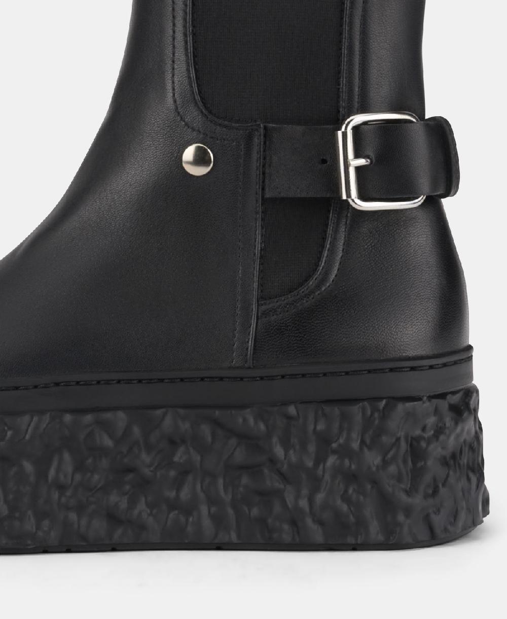 Agl Stivaletto In Pelle Con Platform Nero Magma Biker