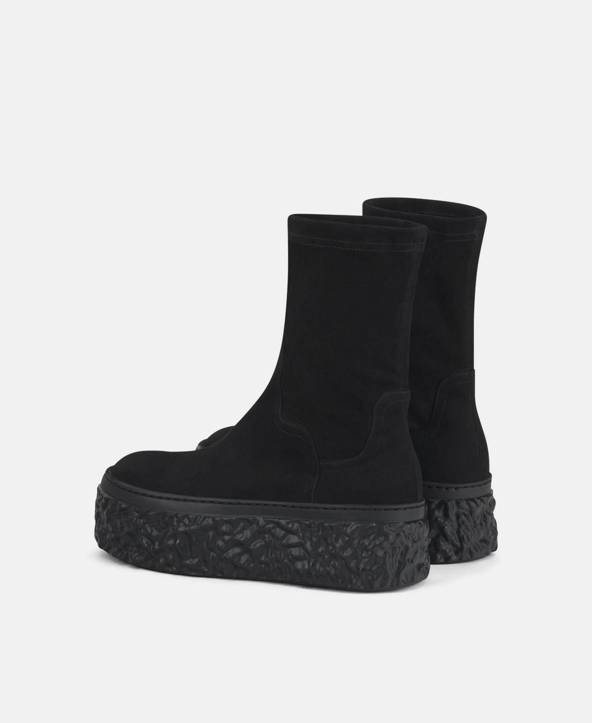 Agl Stivaletto In Velour Con Platform Nero Magma Stretch