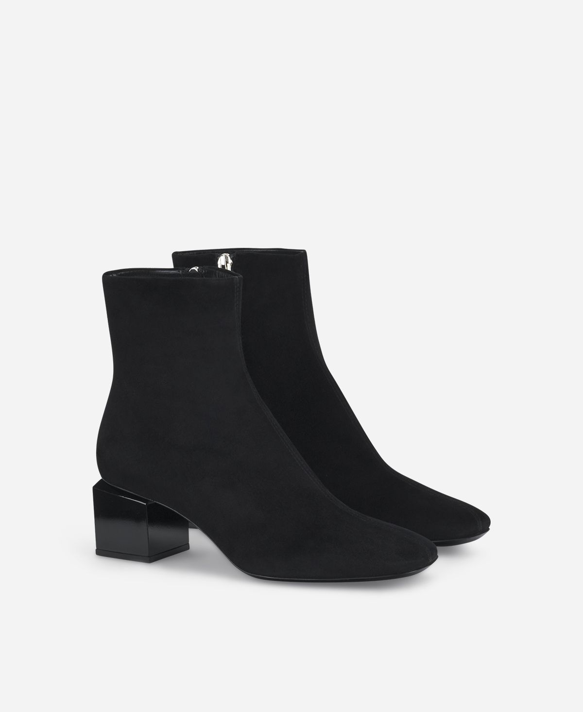 Agl Stivaletto In Velour Con Tacco Cubico Nero Angie Pure