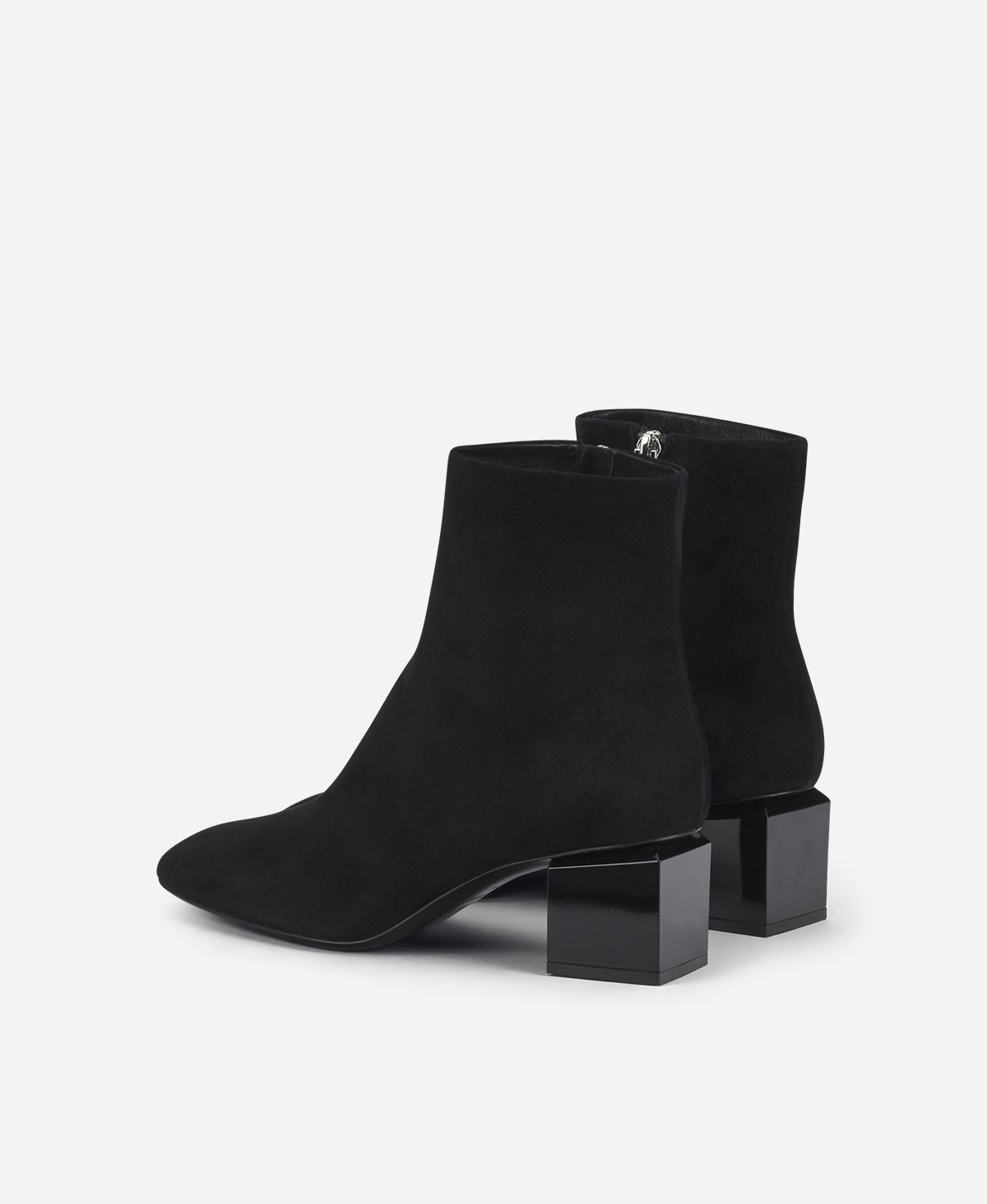 Agl Stivaletto In Velour Con Tacco Cubico Nero Angie Pure