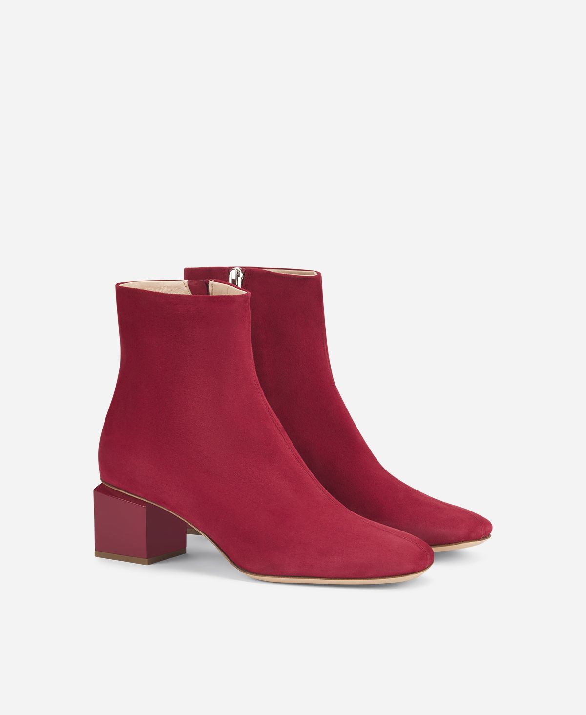 Agl Stivaletto In Velour Con Tacco Cubico Rosso Angie Pure