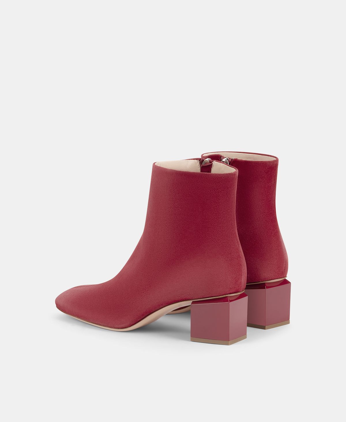 Agl Stivaletto In Velour Con Tacco Cubico Rosso Angie Pure