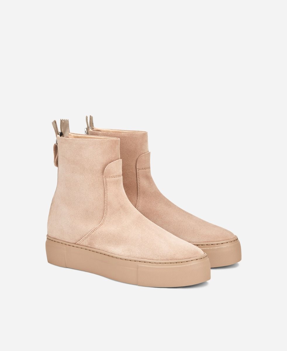 Agl Stivaletto Sneaker In Velour Beige MEGHAN BOOTIE