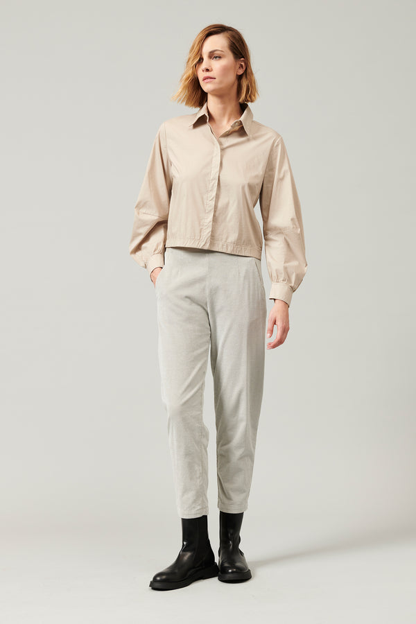 Transit Par Such Camicia In Popeline Di Cotone Stretch Con Manica Voluminosa Sagomata – Transit