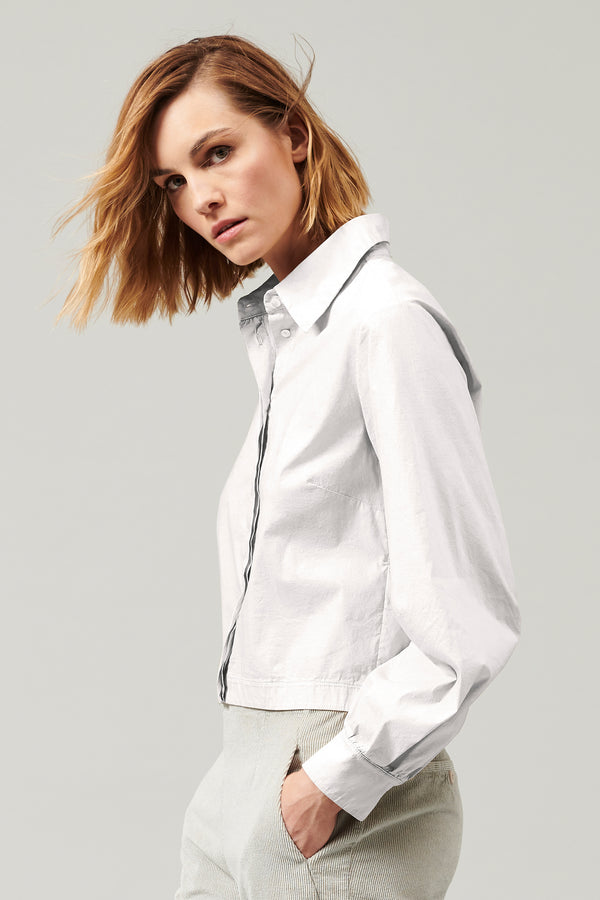 Transit Par Such Camicia In Popeline Di Cotone Stretch Con Manica Voluminosa Sagomata – Transit