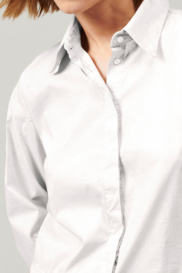 Transit Par Such Camicia In Popeline Di Cotone Stretch Con Manica Voluminosa Sagomata – Transit