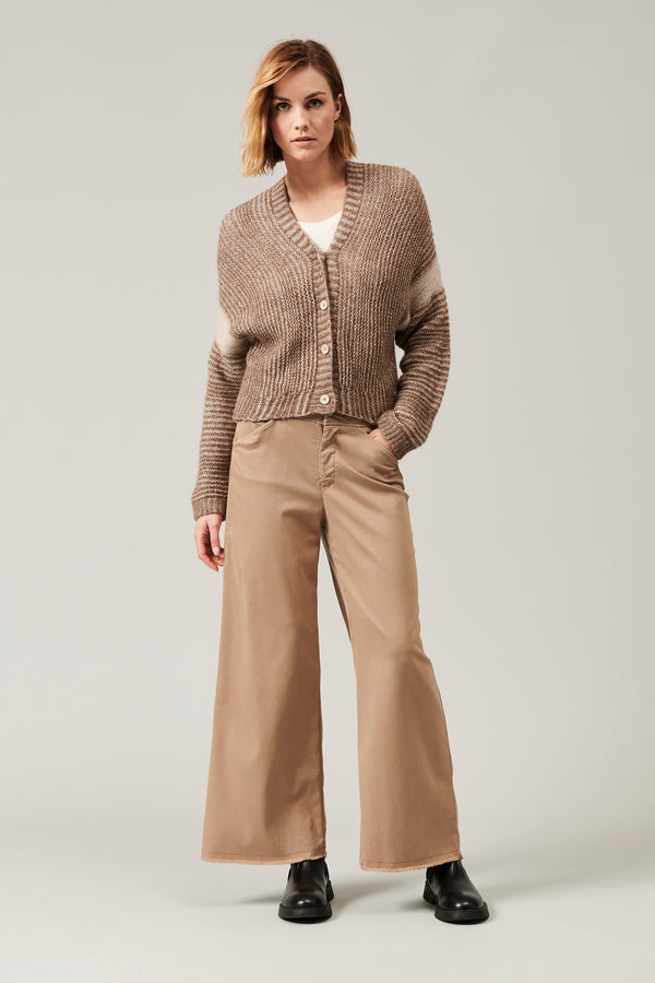 Transit Par Such Cardigan In Lana Ed Alpaca Con Motivo Di Riga A Contrasto Colore | 101 – Transit