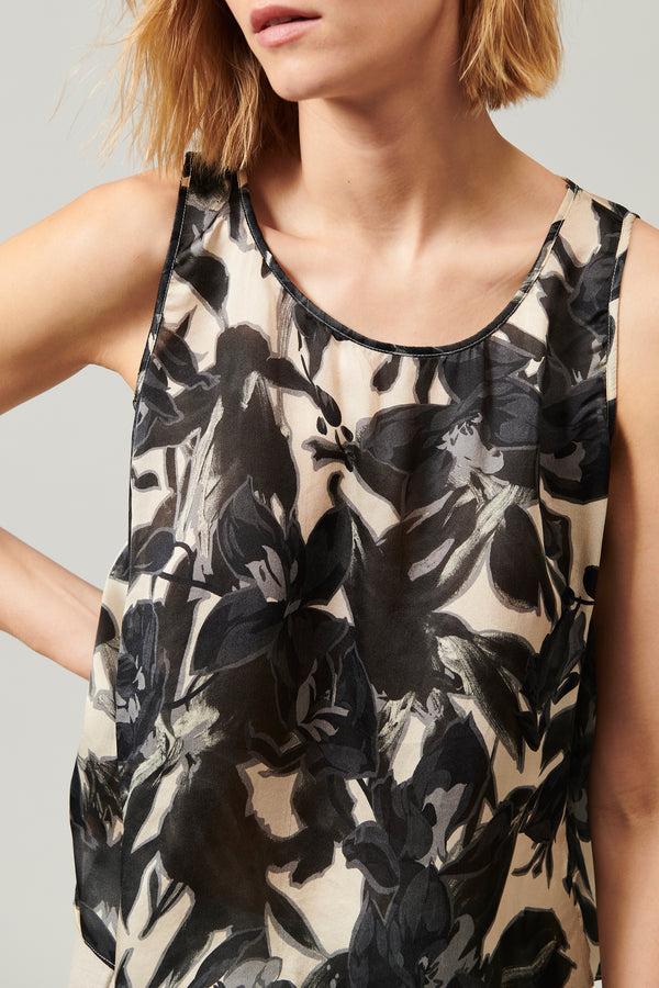 Transit Par Such Fluida Canotta In Raso Di Seta Con Stampa Colorata Floreale | 1013.CFD – Transit