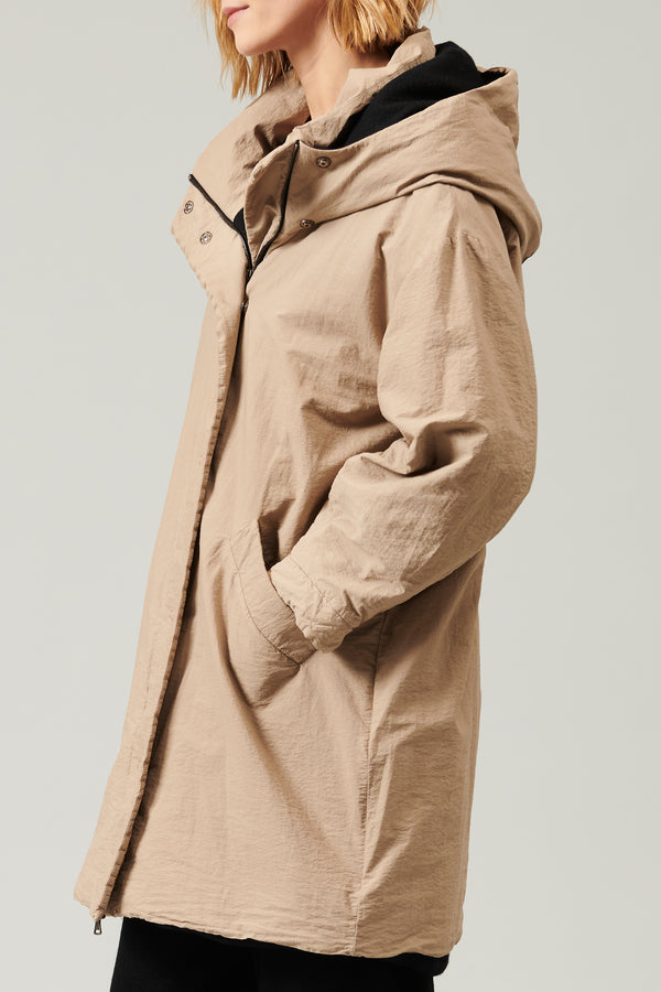 Transit Par Such Giaccone Zippato Con Ampio Cappuccio Di Misto Cotone Foderato In Panno – Transit