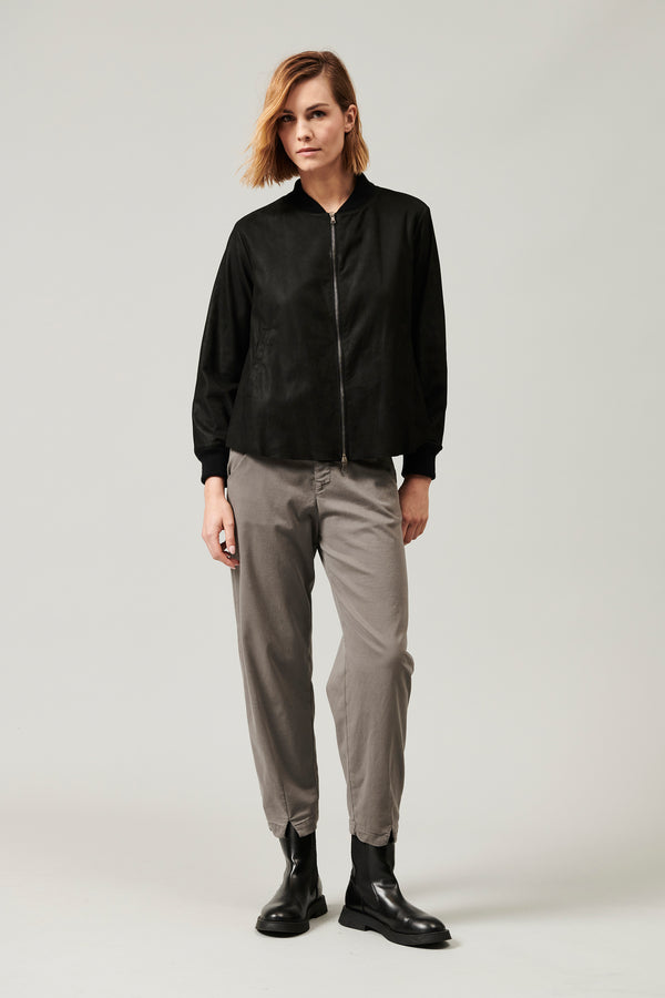 Transit Par Such Giubbino Svasato Zippato In Pelle Nappata Foderata In Panno Di Lana Le – Transit