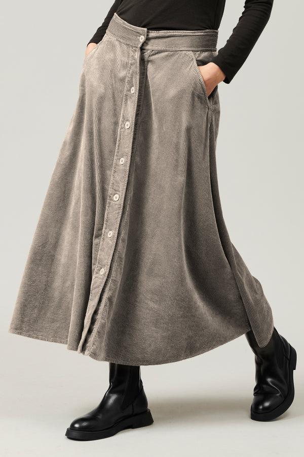 Transit Par Such Gonna Lunga Con Bottoni In Velluto A Coste Di Viscosa E Cotone Stretch – Transit