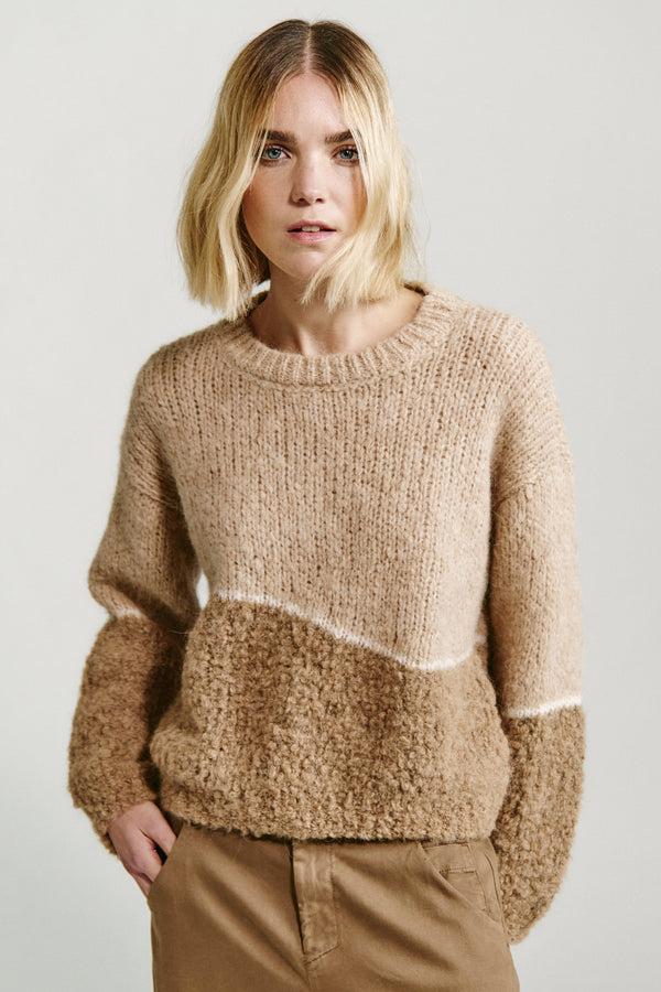 Transit Par Such Maglia Oversize Girocollo In Filato Di Alpaca Naturale Con Texture Bou – Transit