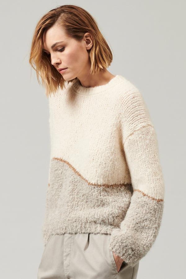 Transit Par Such Maglia oversize girocollo in filato di alpaca naturale con texture bou – Transit