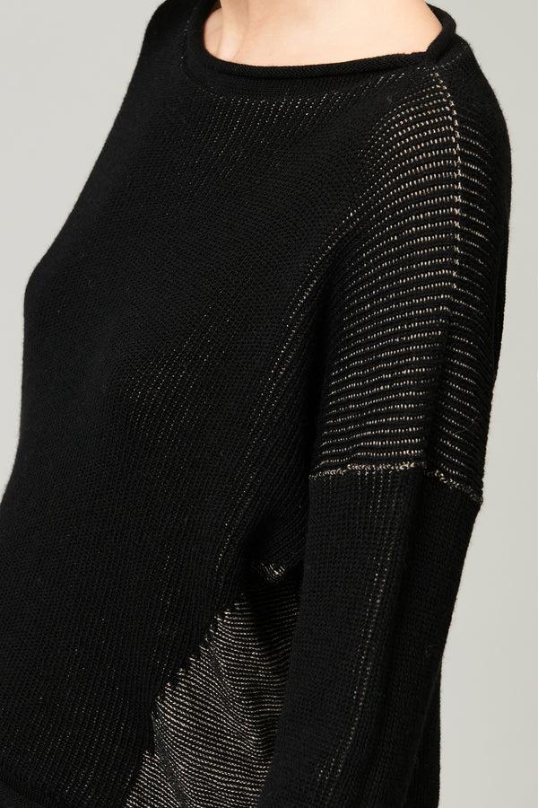 Transit Par Such Maglia Scollo A Barchetta In Costina Bicolore Di Lana E Lino | 1013.CF – Transit