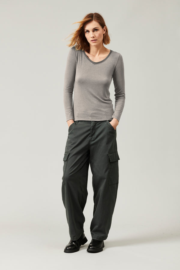 Transit Par Such T-shirt scollo a v slim fit in jersey di modal stretch | 1013.CFDTRYI1 – Transit