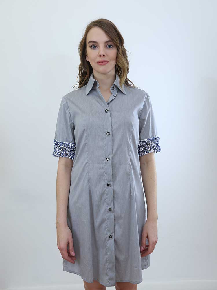 Tricot à Porter ABITO A CAMICIA MIDI BORDO MANICHE CROCHET