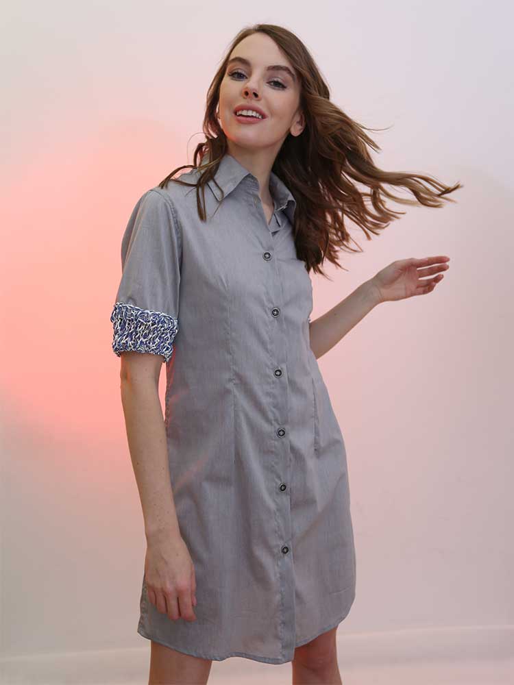 Tricot à Porter ABITO A CAMICIA MIDI BORDO MANICHE CROCHET