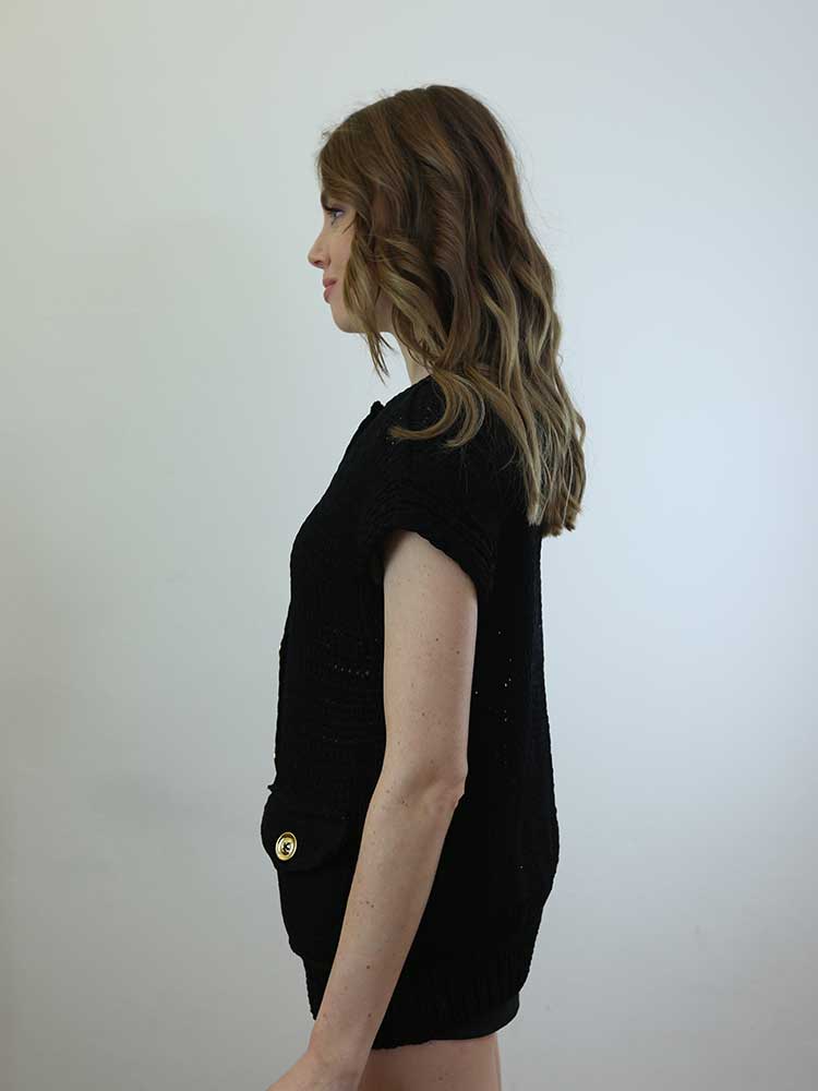 Tricot à Porter BOMBER SENZA MANICHE LUNGO BOTTONI ORO