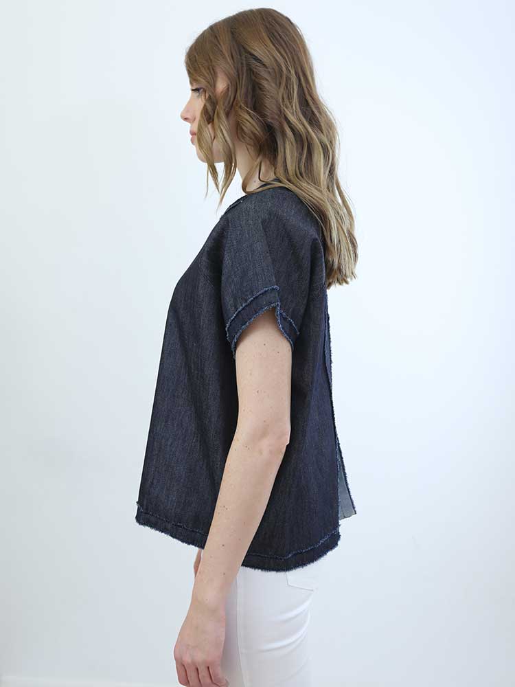 Tricot à Porter CAMICIA DENIM CON APERTURA SULLA SCHIENA