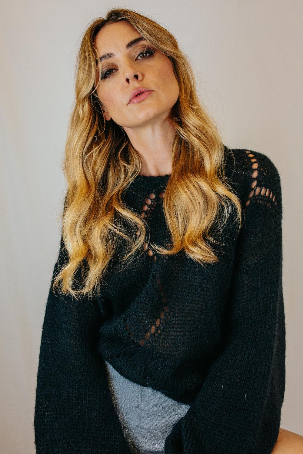 Tricot à Porter Maglia girocollo con traforo a rombi