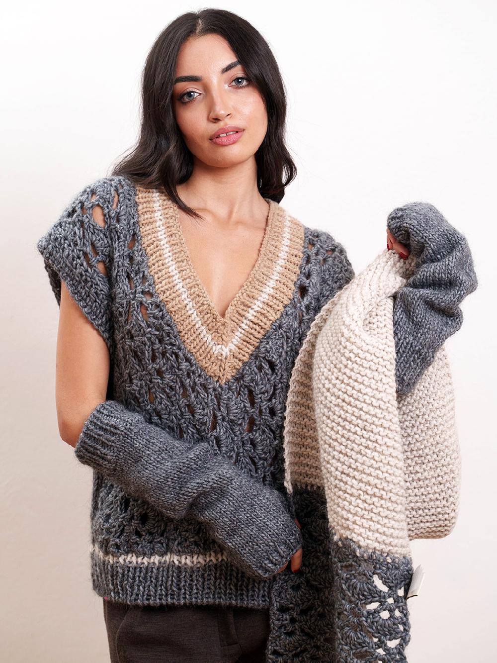 Tricot à Porter Manicotti in maglia con orli a coste