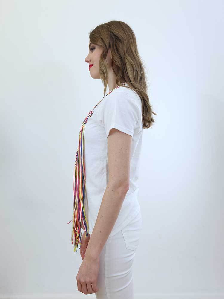 Tricot à Porter T-SHIRT APPLICAZIONE CROCHET E FRANGIA