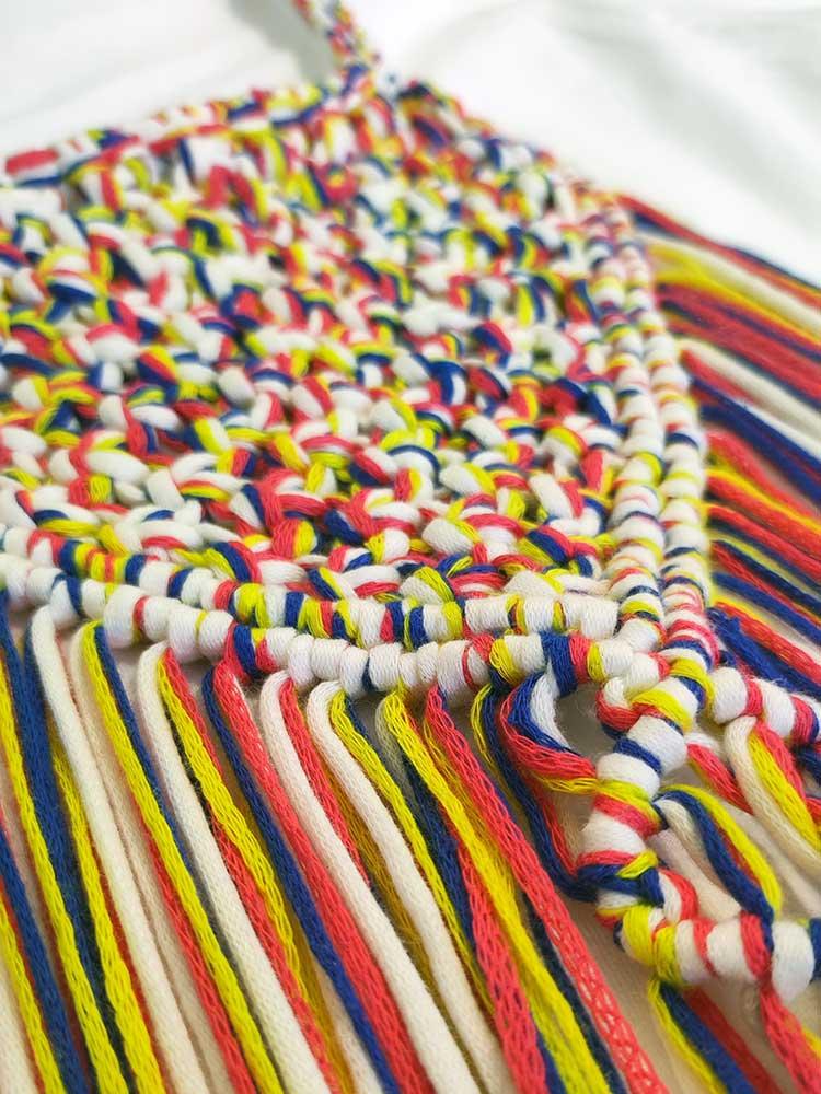 Tricot à Porter T-SHIRT APPLICAZIONE CROCHET E FRANGIA