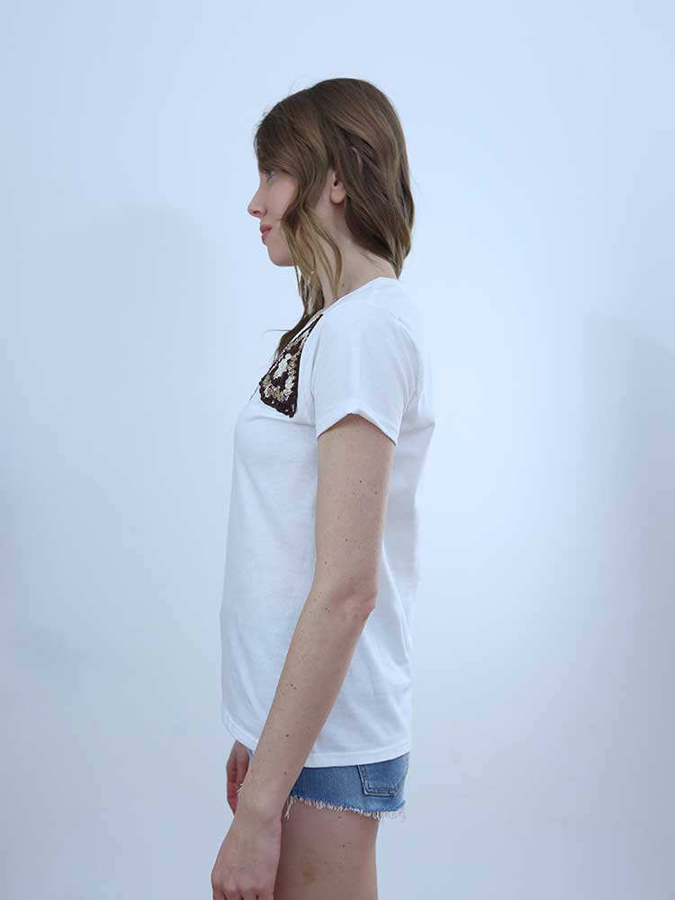 Tricot à Porter T-SHIRT SCOLLO PROFONDO APPLICAZIONI CROCHET