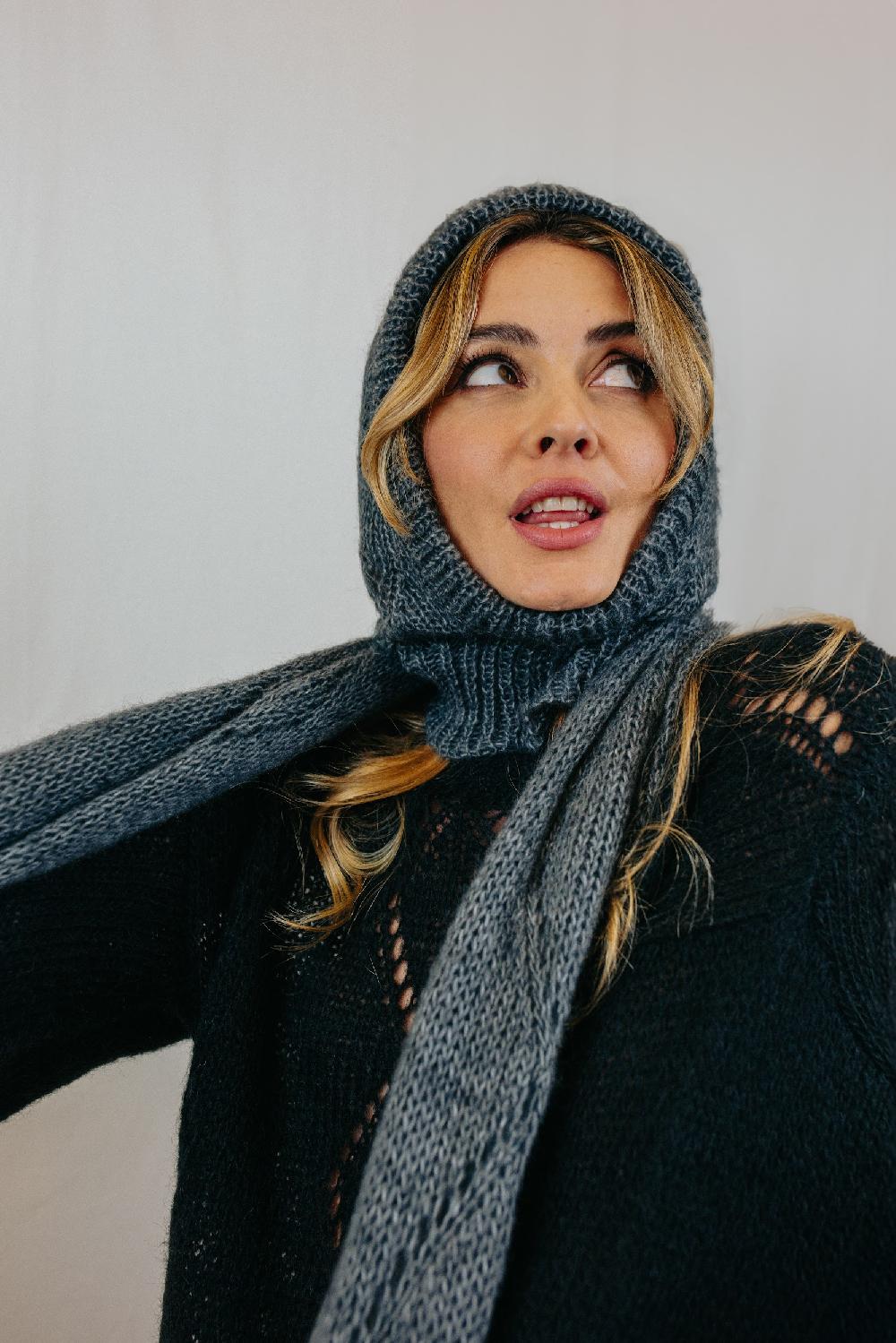 Tricot à Porter Balaclava con trafono a rombi