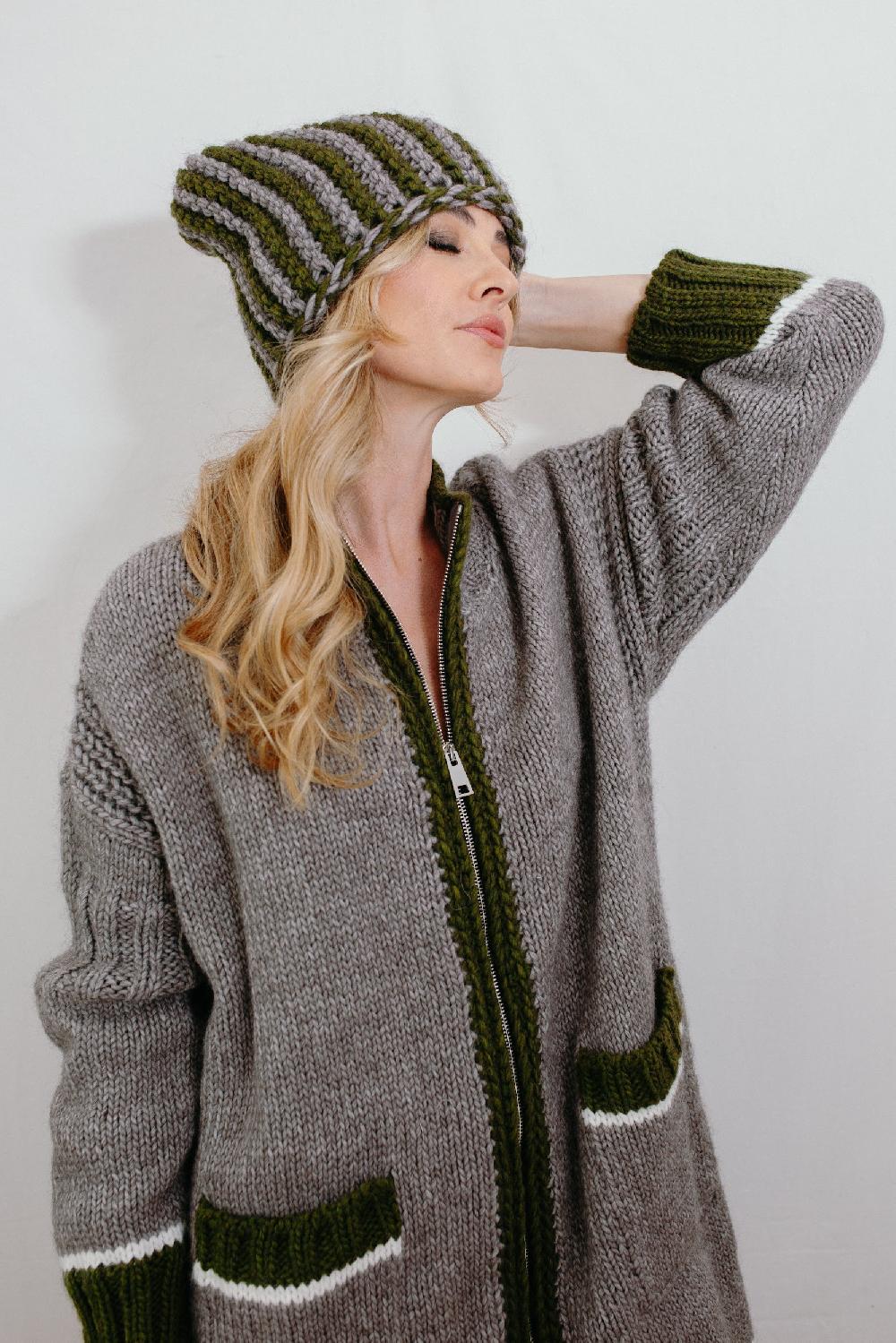 Tricot à Porter Berretto Lungho Bicolor