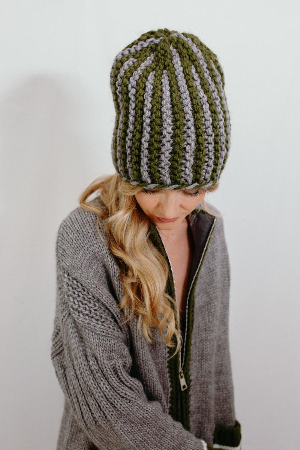 Tricot à Porter Berretto lungho bicolor