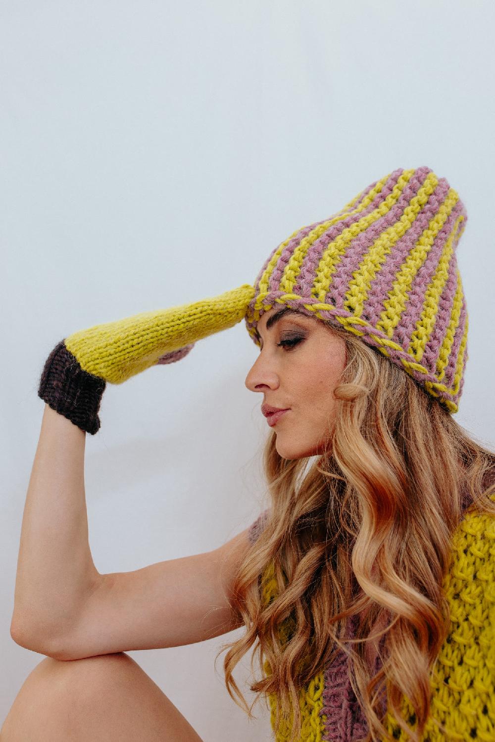 Tricot à Porter Berretto lungo bicolor