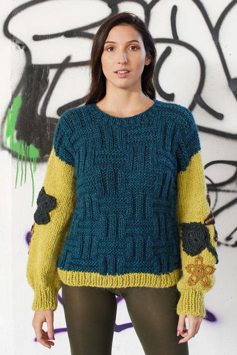 Tricot à Porter Bicolor sleeves flower