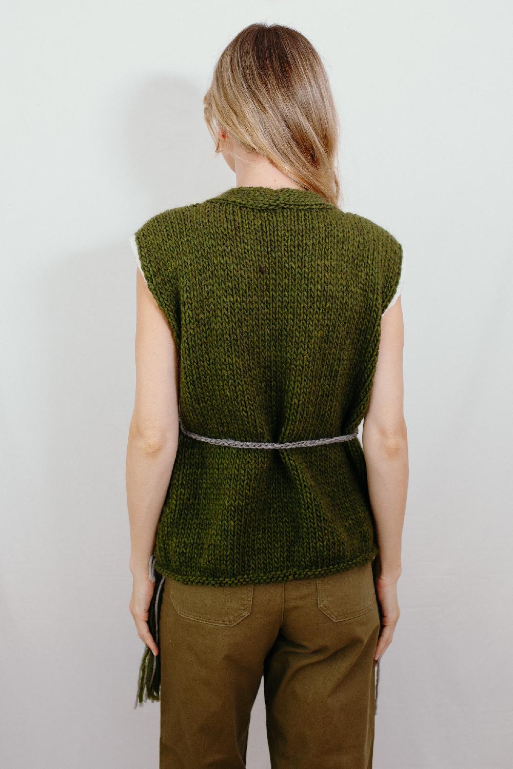 Tricot à Porter Gilet Aperto Con Frange