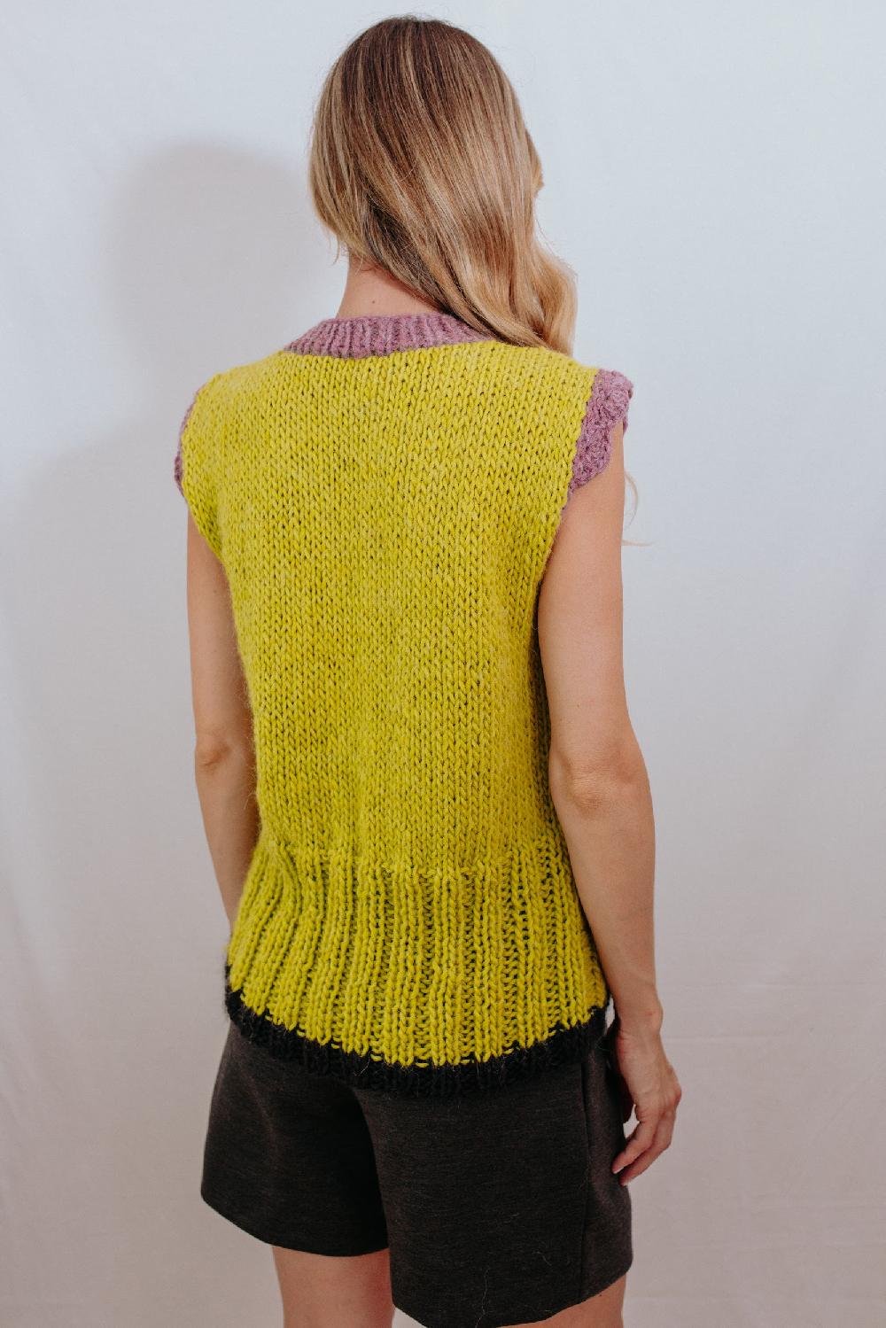 Tricot à Porter Gilet Con Bordo A Coste Alte