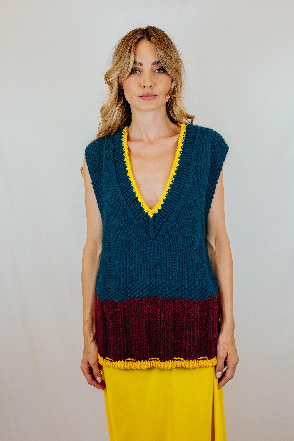 Tricot à Porter Gilet Over A 3 Colori