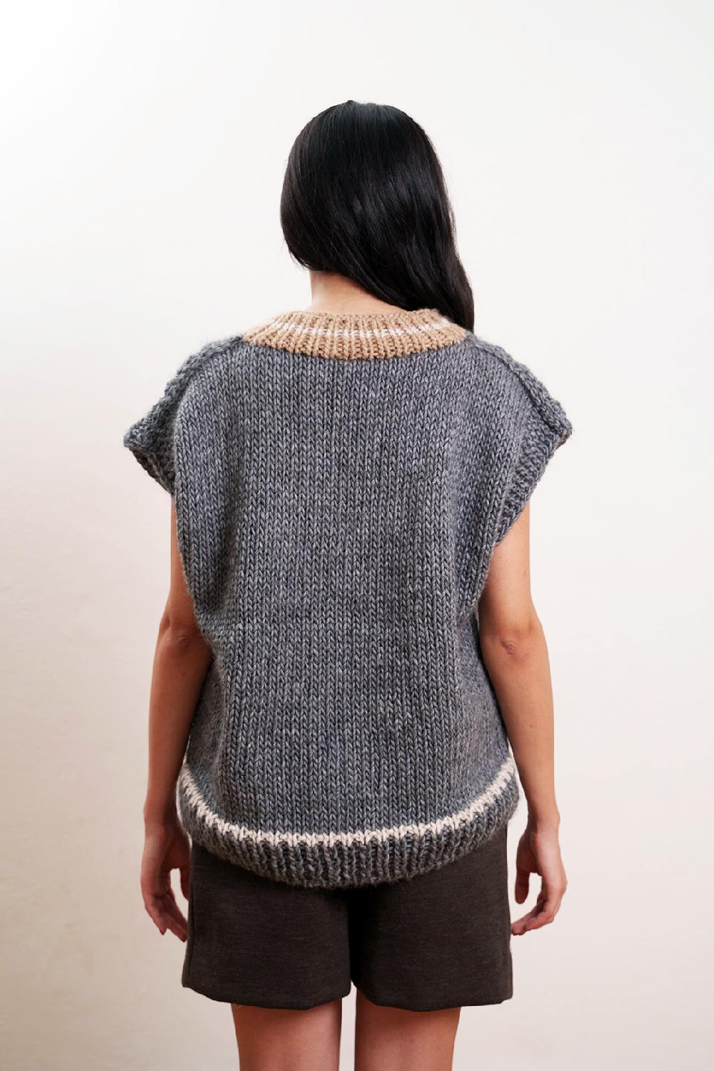 Tricot à Porter Gilet Over Traforato Orli A Coste