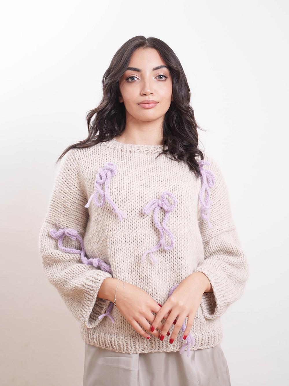 Tricot à Porter Maglia Giro Fiocchi Applicati