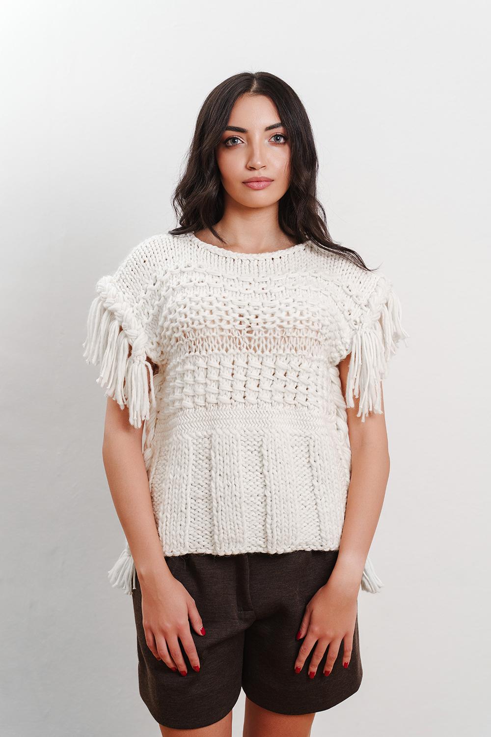 Tricot à Porter Maglia S/m Con Frange E Trecce