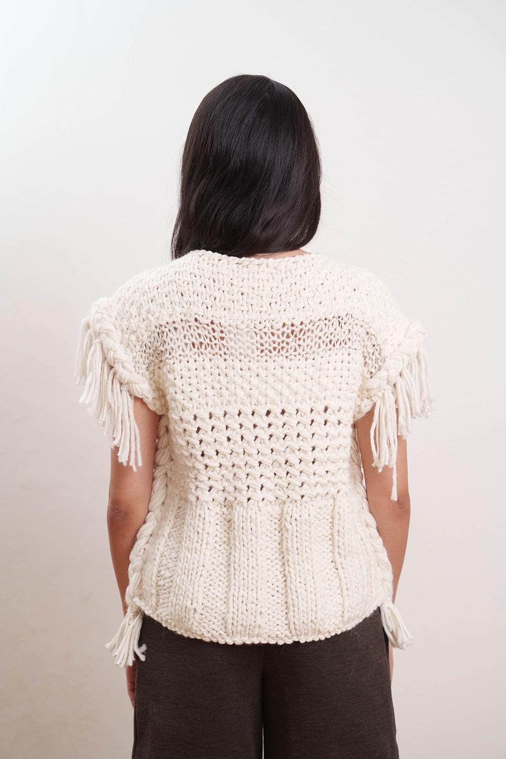 Tricot à Porter Maglia S/m Con Frange E Trecce