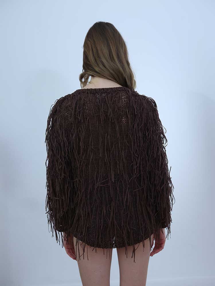 Tricot à Porter MAGLIA SCOLLO GIRO FRANGE ALL OVER